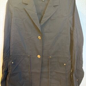 Lafayette 148 New York Navy Pinstripe Drawstring Blazer